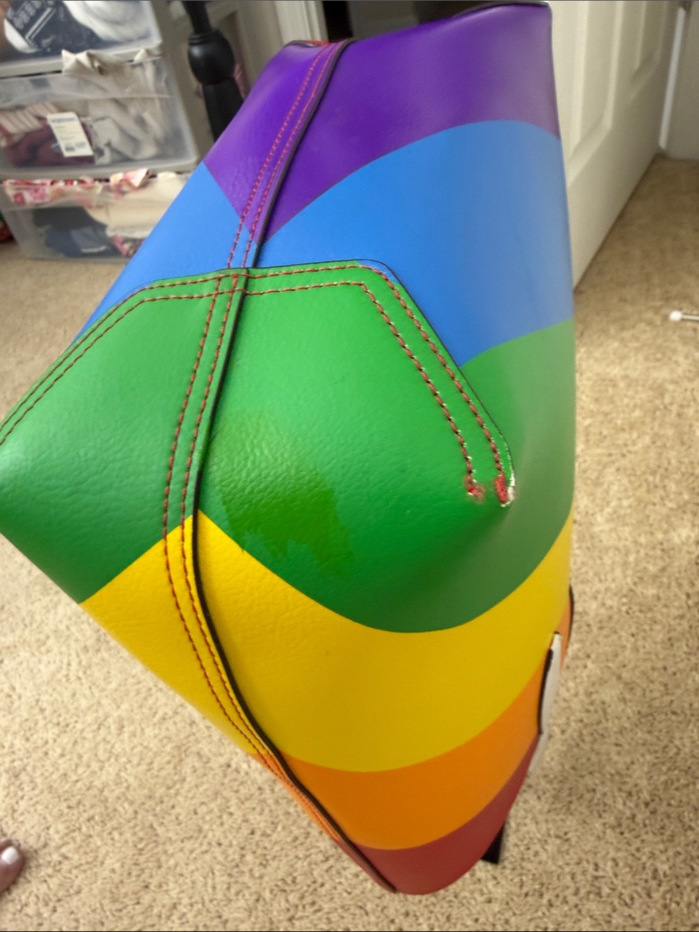 Kate Spade Pride Rainbow Reversible Leather Tote. - Picture 7 of 11